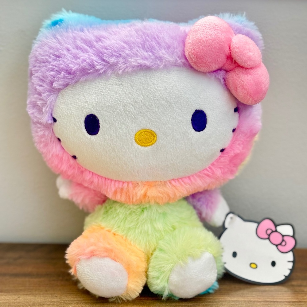 NWT Sanrio HELLO KITTY RAINBOW SHERBERT Cat Bow Plush Stuffed Animal Fiesta NEW